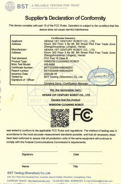 Porcellana Shenzhen Globabot Facotry Certificazioni